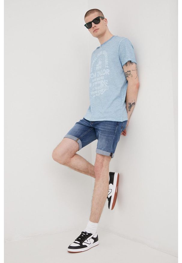 Tom Tailor t-shirt bawełniany z nadrukiem. Kolor: niebieski. Materiał: bawełna. Wzór: nadruk