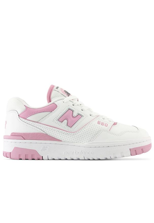 Buty New Balance BBW550BD - biało-różowe. Okazja: na co dzień. Kolor: wielokolorowy, różowy, biały. Materiał: guma, materiał, skóra, syntetyk. Szerokość cholewki: normalna. Sport: koszykówka