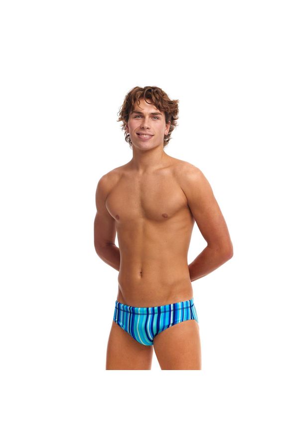 FUNKITA - Kąpielówki slipki męskie Funky Trunks Lane Lines. Kolor: niebieski