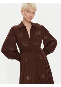 Pinko - PINKO Sukienka koszulowa 104432 A289 Brązowy Regular Fit. Kolor: brązowy. Materiał: syntetyk. Typ sukienki: koszulowe #3