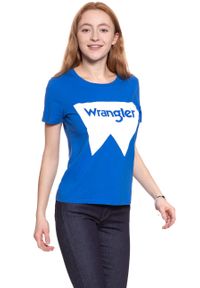 Wrangler - WRANGLER T SHIRT DAMSKI FESTIVAL TEE VICTORIA BLUE W7016EVJS. Wzór: nadruk #4