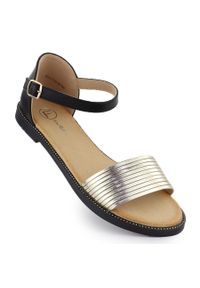Sandały damskie czarno złote Filippo DS6917. Okazja: na co dzień. Kolor: czarny, złoty, wielokolorowy. Materiał: skóra ekologiczna. Styl: casual, elegancki #1