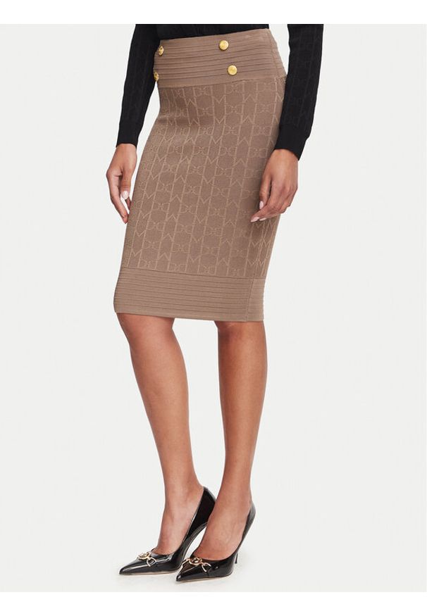 Marciano Guess Spódnica ołówkowa G6YD07 Z1013 Brązowy jasny Slim Fit. Kolor: brązowy. Materiał: wiskoza