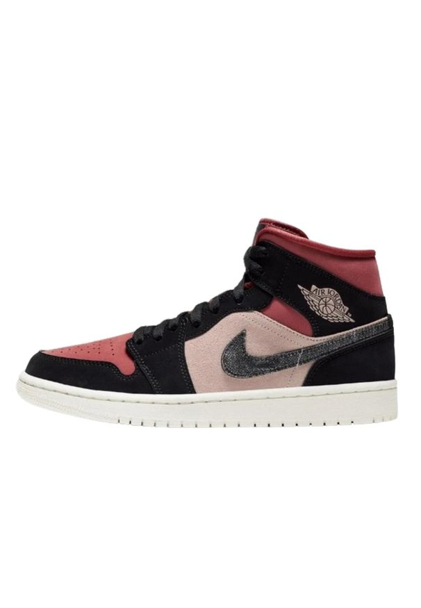 Buty do chodzenia damskie Nike Air Jordan 1 Mid. Kolor: brązowy, czarny, wielokolorowy. Sport: turystyka piesza