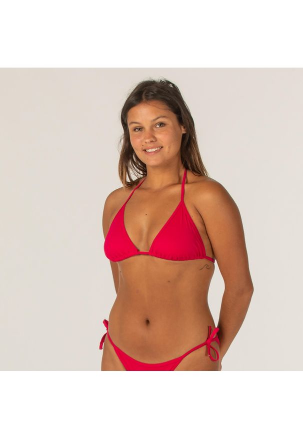 OLAIAN - Góra kostiumu kąpielowego surfingowego damska Olaian Mae. Kolor: czerwony. Materiał: poliester, poliamid, elastan, materiał