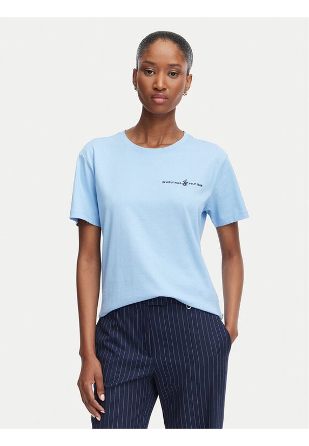Beverly Hills Polo Club T-Shirt P-SS26W-TS085 Niebieski jasny Regular Fit. Typ kołnierza: polo. Kolor: niebieski. Materiał: bawełna