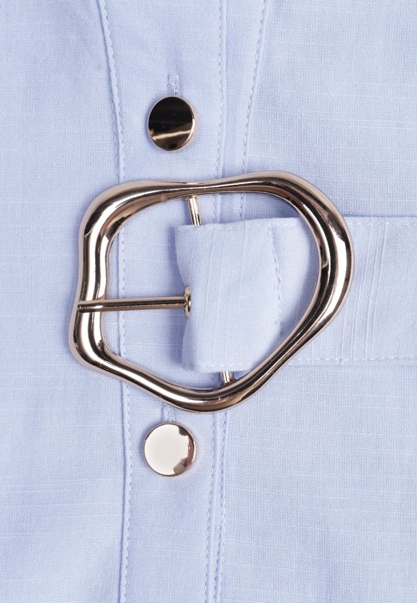 Born2be - Niebieska Koszulowa Sukienka Bez Rękawów z Wiskozy i Bawełny z Paskiem Suranon. Okazja: na co dzień. Kolor: niebieski. Materiał: wiskoza, bawełna. Długość rękawa: bez rękawów. Sezon: wiosna, lato. Typ sukienki: koszulowe. Styl: casual, klasyczny, elegancki