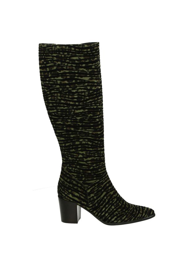 Venezia - ZAMSZOWE KOZAKI Z MOTYWEM ZWIERZĘCYM AH29 TIG BOSC. Materiał: zamsz. Szerokość cholewki: normalna. Wzór: motyw zwierzęcy. Obcas: na obcasie. Wysokość obcasa: średni