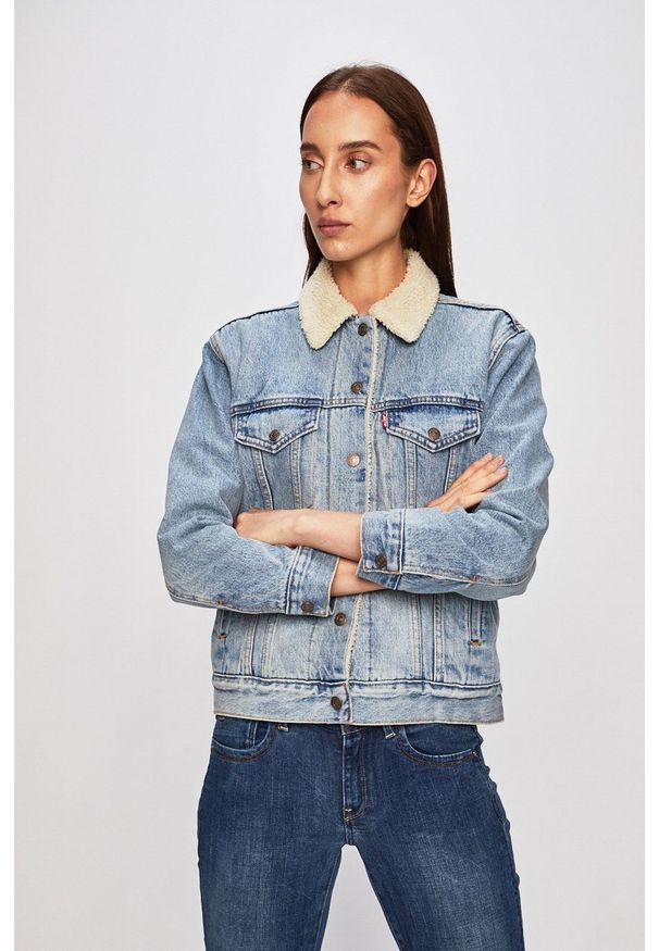 Levi's® - Levi's - Kurtka jeansowa. Okazja: na spotkanie biznesowe, na co dzień. Kolor: fioletowy. Materiał: jeans. Styl: biznesowy, casual