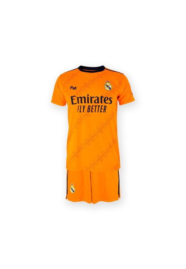 Koszulka piłkarska dla dzieci Real Madrid Away 24/25. Kolor: czerwony, wielokolorowy, pomarańczowy. Materiał: poliester. Sport: piłka nożna