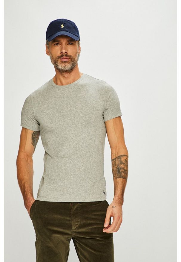 Polo Ralph Lauren - T-shirt. Okazja: na co dzień. Typ kołnierza: polo. Kolor: szary. Materiał: dzianina. Styl: casual