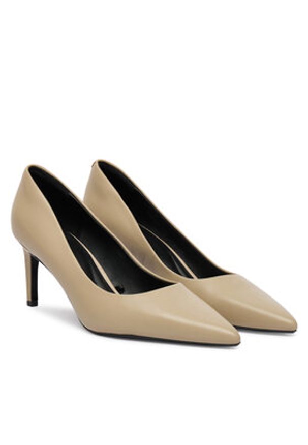 Calvin Klein Szpilki Ess Stiletto 70 HW0HW02607 Beżowy. Kolor: beżowy. Materiał: skóra. Obcas: na szpilce
