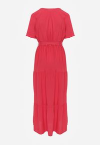 Born2be - Czerwona Rozkloszowana Sukienka Maxi z Wiązanym Paskiem Japhelia. Kolor: czerwony. Materiał: materiał. Styl: klasyczny. Długość: maxi #7