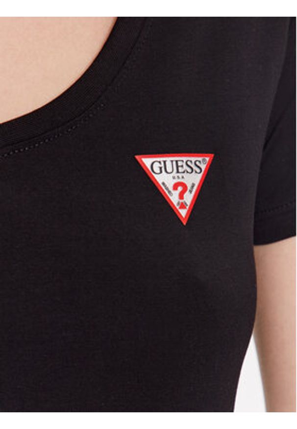 Guess T-Shirt W2YI45 J1314 Czarny Slim Fit. Kolor: czarny. Materiał: bawełna