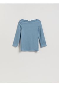 Reserved - Bawełniany longsleeve - jasnoniebieski. Kolor: niebieski. Materiał: bawełna. Długość rękawa: długi rękaw