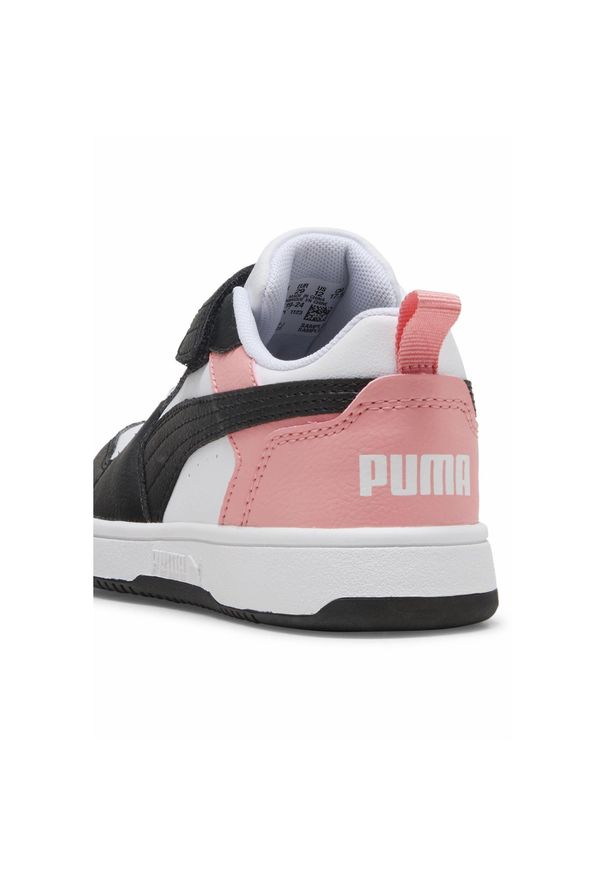 Puma - Dziecięce sneakersy PUMA Rebound V6 Lo PUMA White Black Pink Fruit. Kolor: czarny, biały, różowy, wielokolorowy