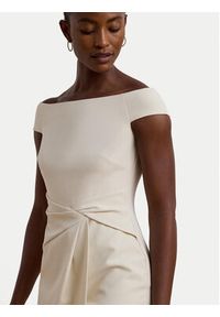 Lauren Ralph Lauren - LAUREN RALPH LAUREN Sukienka koktajlowa 253936389003 Écru Slim Fit. Materiał: syntetyk. Styl: wizytowy