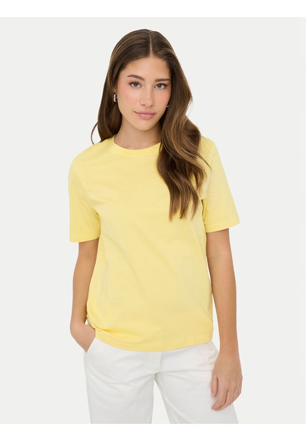 only - ONLY T-Shirt Freja 15367970 Żółty Regular Fit. Kolor: żółty. Materiał: bawełna