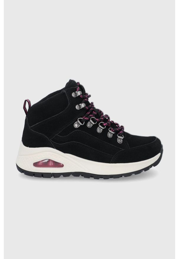 skechers - Skechers - Buty zamszowe. Nosek buta: okrągły. Zapięcie: sznurówki. Kolor: czarny. Materiał: zamsz