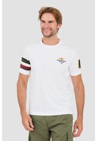 Aeronautica Militare - AERONAUTICA MILLITARE Biały t-shirt Tricolor and badge. Kolor: biały #1