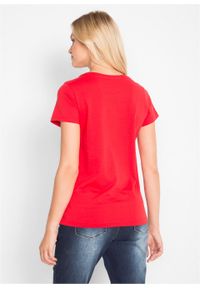 Shirt z okrągłym dekoltem (5 szt.), krótki rękaw bonprix truskawkowy + czarny + biały + jasnoszary melanż + ciemnoniebieski. Kolor: czerwony. Materiał: jersey. Długość rękawa: krótki rękaw. Długość: krótkie. Wzór: melanż #2