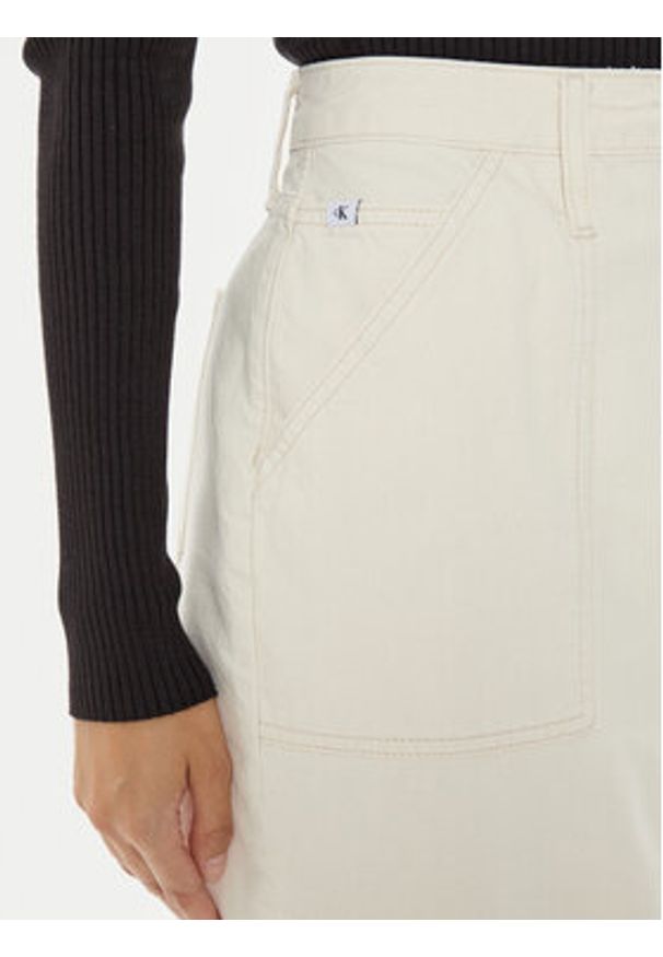 Calvin Klein Jeans Spódnica jeansowa J20J223886 Écru Regular Fit. Materiał: bawełna