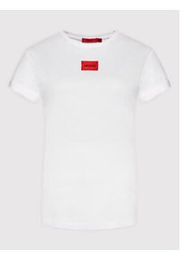 Hugo T-Shirt Logo Label 50456008 Biały Regular Fit. Kolor: biały. Materiał: bawełna #4
