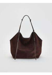 Reserved - Torebka shopper - ciemnobrązowy. Kolor: brązowy. Materiał: zamszowe #1