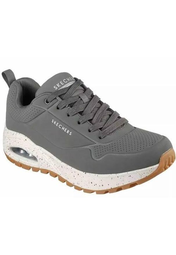 skechers - Buty do chodzenia męskie Skechers Uno Rugged Wat air proof. Zapięcie: sznurówki. Kolor: szary. Materiał: skóra, tkanina. Szerokość cholewki: normalna. Sport: turystyka piesza