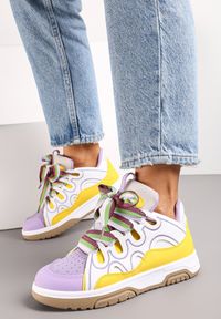 Renee - Fioletowe Sneakersy z Szerokimi Sznurówkami Nolita. Okazja: na co dzień. Kolor: fioletowy #4