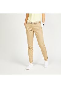 INESIS - Spodnie do golfa damskie Inesis MW500. Kolor: beżowy. Materiał: poliester, materiał, elastan, bawełna. Sport: golf
