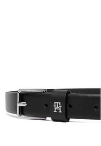 TOMMY HILFIGER - Tommy Hilfiger Pasek Damski Th Square 2.5 Silver AW0AW18651 Czarny. Kolor: czarny. Materiał: skóra #3