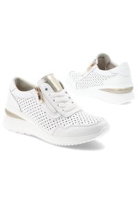 Sneakersy damskie Vinceza, ze skóry naturalnej licowej ażurowa cholewka zamek i sznurowanie lekka podeszwa, białe, 95402. Okazja: na co dzień. Zapięcie: sznurówki. Kolor: biały. Materiał: skóra. Szerokość cholewki: normalna. Wzór: ażurowy. Styl: elegancki, klasyczny, casual #5
