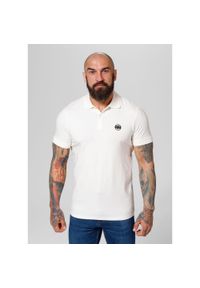 PITBULL - Koszulka Polo bawełniana klasyczna Jersey Slim Fit Small Logo. Typ kołnierza: polo. Kolor: biały. Materiał: jersey, bawełna. Styl: klasyczny #1