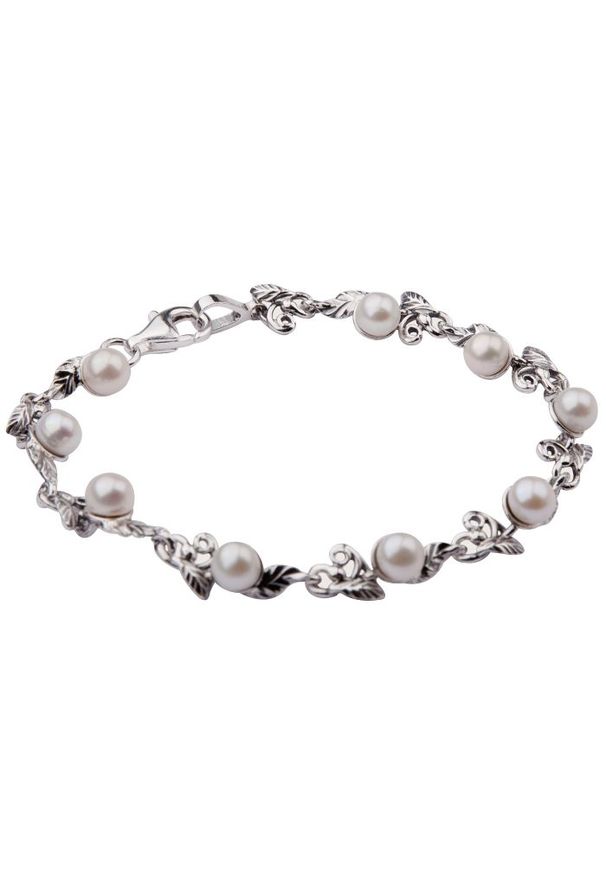 Polcarat Design - Bransoletka srebro perły L 1563. Materiał: srebrne. Wzór: aplikacja. Kamień szlachetny: perła
