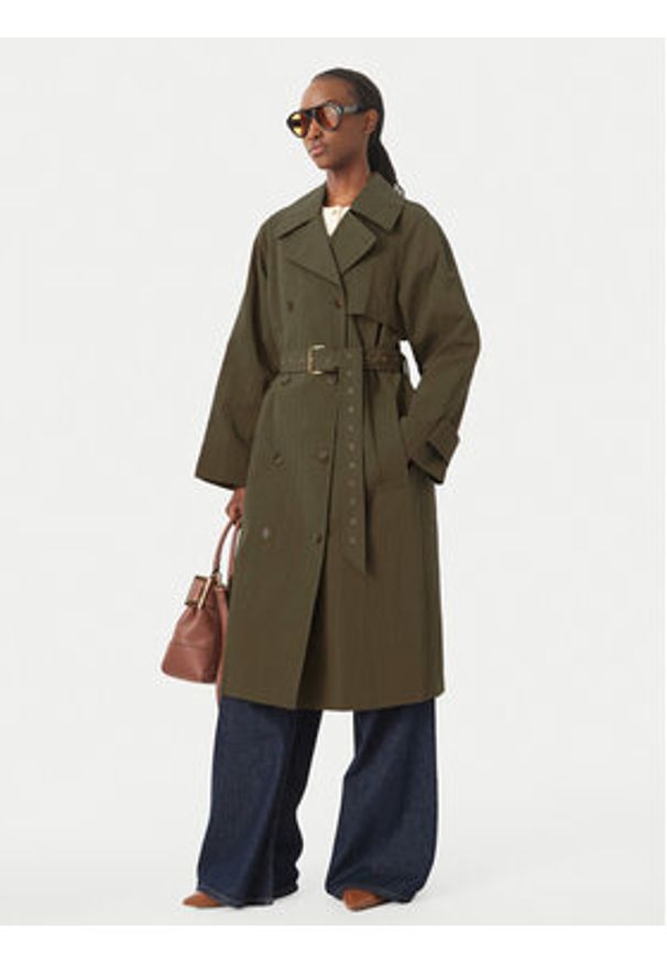 MICHAEL Michael Kors Trencz MS620FLKMY Khaki Oversize. Kolor: brązowy. Materiał: bawełna