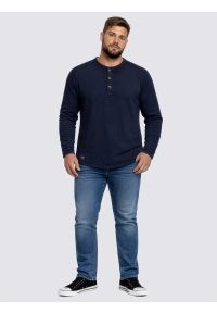 Big-Star - Bluzka męska z długim rękawem granatowa Merrts 403. Okazja: na co dzień. Kolor: niebieski. Materiał: dzianina, materiał, bawełna, żakard, jeans. Długość rękawa: długi rękaw. Długość: długie. Wzór: aplikacja, ze splotem. Styl: casual #5