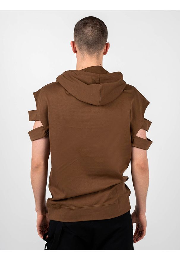 La Haine Inside Us Bluza "Poeti Unisex" | P2308 3M | Poeti | Mężczyzna | Brązowy. Okazja: na co dzień. Typ kołnierza: kaptur. Kolor: brązowy. Materiał: wiskoza, elastan, nylon. Długość: długie. Wzór: aplikacja. Styl: casual