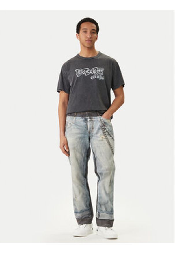 Versace Jeans Couture T-Shirt 80GAHB02 CJB02 Czarny Regular Fit. Kolor: czarny. Materiał: bawełna