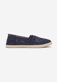 Born2be - Granatowe Ażurowe Espadryle z Plecionką z Juty Adateia. Kolor: niebieski. Wzór: ażurowy. Sezon: lato. Styl: boho #5