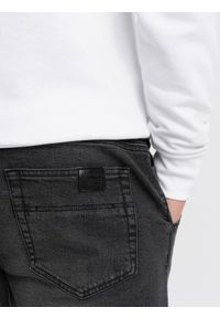 Ombre Clothing - Męskie spodnie jeansowe JOGGERY z przetarciami - czarne V2 OM-PADJ-0150 - XL. Kolor: czarny. Materiał: jeans #3