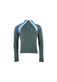 PEAK MOUNTAIN - Koszulka 1st Skin z zamkiem błyskawicznym Peak Mountain. Kolor: szary. Wzór: paski. Sport: turystyka piesza #1