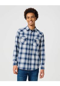 Wrangler - MĘSKA KOSZULA KRATA WRANGLER WESTERN SHIRT BLUE SHADOW 112357398
