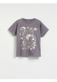 Reserved - T-shirt z nadrukiem - ciemnoszary. Kolor: szary. Materiał: bawełna. Wzór: nadruk