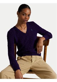 Polo Ralph Lauren Sweter 211971866010 Fioletowy Slim Fit. Typ kołnierza: polo. Kolor: fioletowy. Materiał: wełna #4
