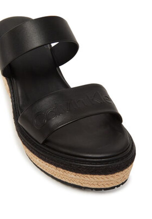 Calvin Klein Espadryle Wedge Sandal 50 - He HW0HW02375 Czarny. Kolor: czarny. Materiał: skóra