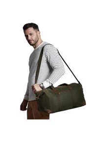 QUADRA - Heritage Leather Accents Holdall. Kolor: zielony