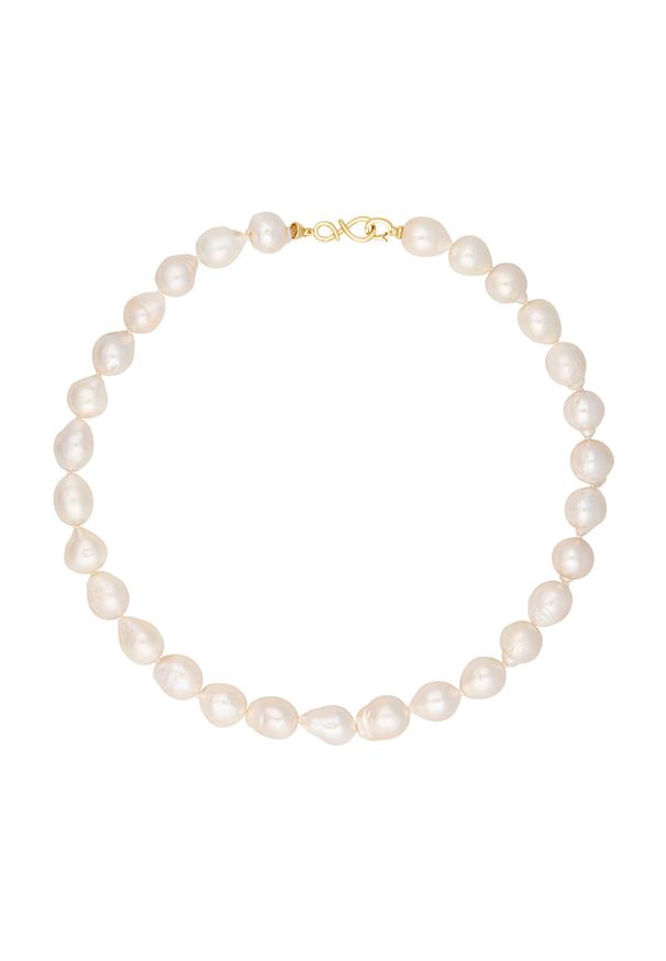 Braccatta - NELLIE Naszyjnik duże perły barokowe białe 12 mm owalne srebrne zapięcie. Materiał: srebrne. Kolor: biały, srebrny, wielokolorowy. Wzór: aplikacja. Kamień szlachetny: perła