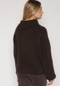 Born2be - Brązowy Golf z Wełną i Metalicznymi Guzikami Vidora. Okazja: na co dzień. Typ kołnierza: golf. Kolor: brązowy. Materiał: wełna. Wzór: aplikacja. Styl: casual, elegancki #5