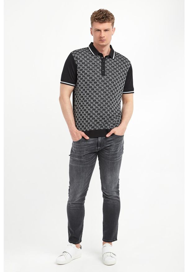 Karl Lagerfeld - Polo męskie z nadrukiem logo KARL LAGERFELD. Typ kołnierza: polo. Wzór: nadruk